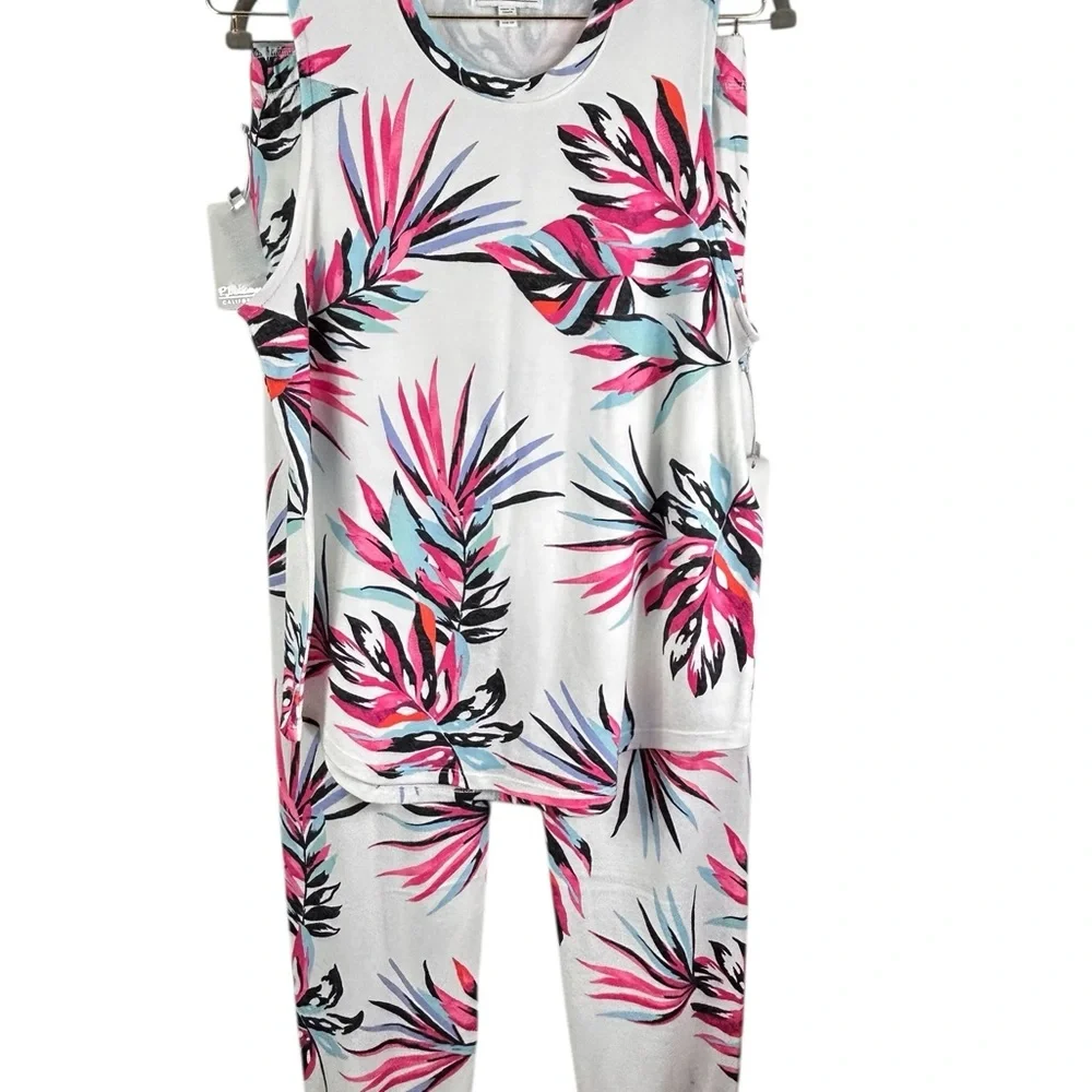 PJ Salvage Whimsy Palm PJ Set jersey with a tropical palm print